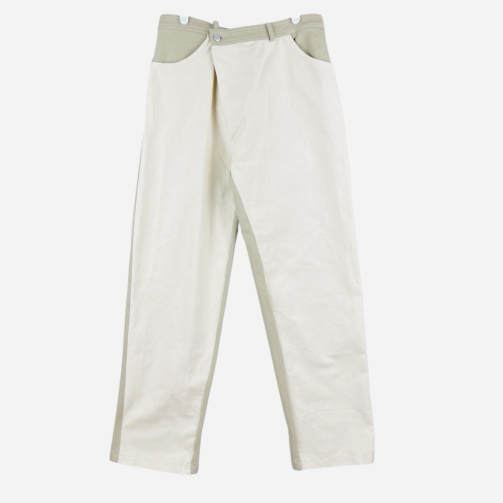 ZARA Women's Crossover Pull-on Pants Sz Small Rustic Contrasting Tan/Beige NWOT